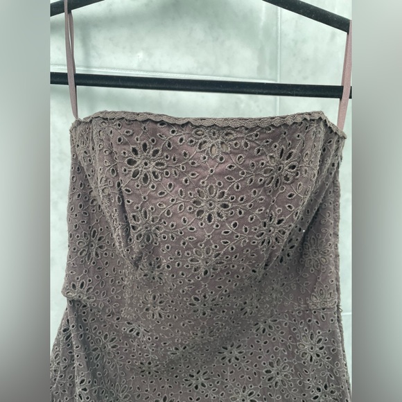 Banana Republic Strapless Chocolate Brown Eyelet Cotton Dress, size 2 - Picture 2 of 11